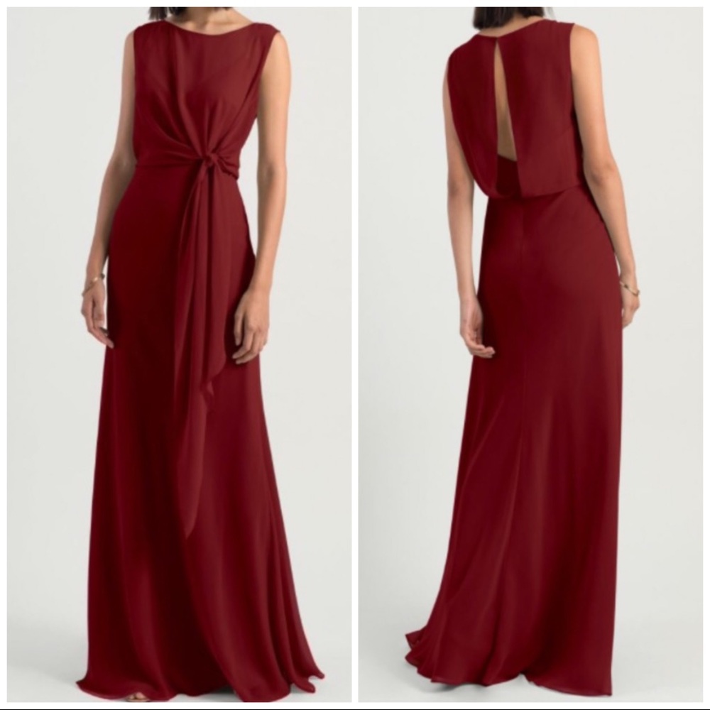 Jenny Yoo Bridemade Merlot chiffon maxi dress